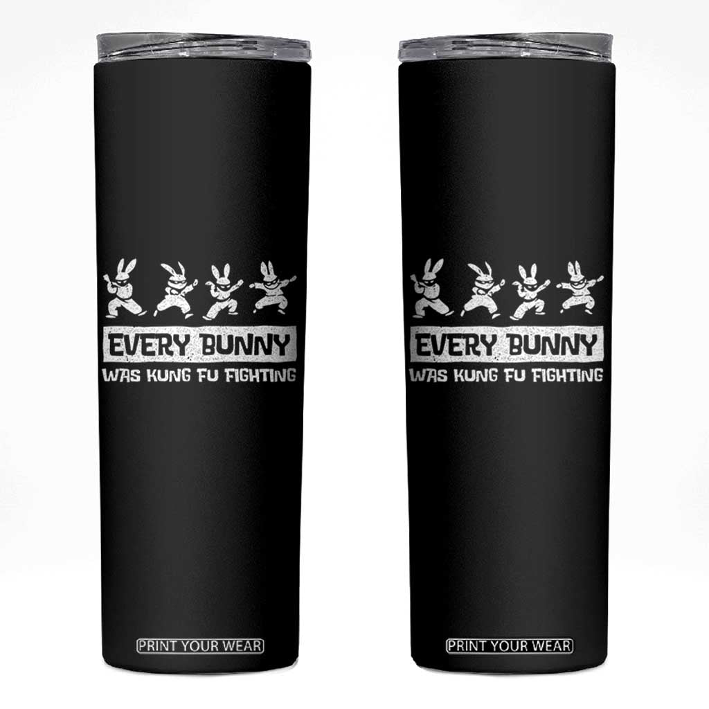 Bunny Kung Fu Fighting Skinny Tumbler Funny Easter Vintage Graphic TS10 Black Print Your Wear