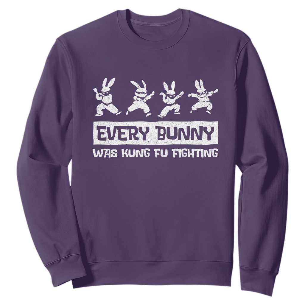 Bunny Kung Fu Fighting Sweatshirt Funny Easter Vintage Graphic TS10 Purple Print Your Wear
