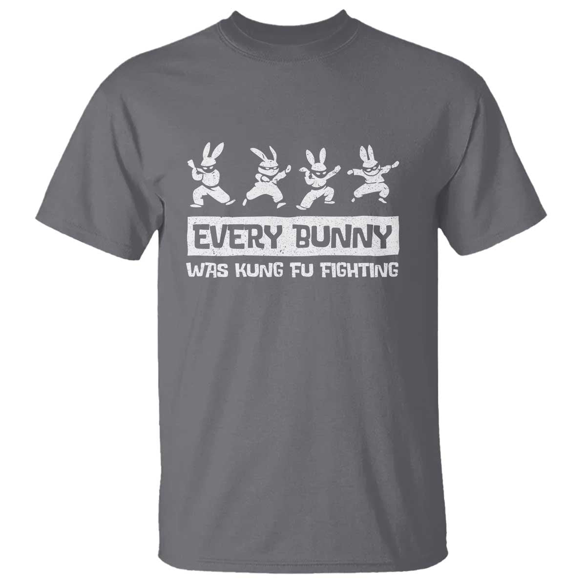 Bunny Kung Fu Fighting T Shirt Funny Easter Vintage Graphic TS10 Charcoal Print Your Wear
