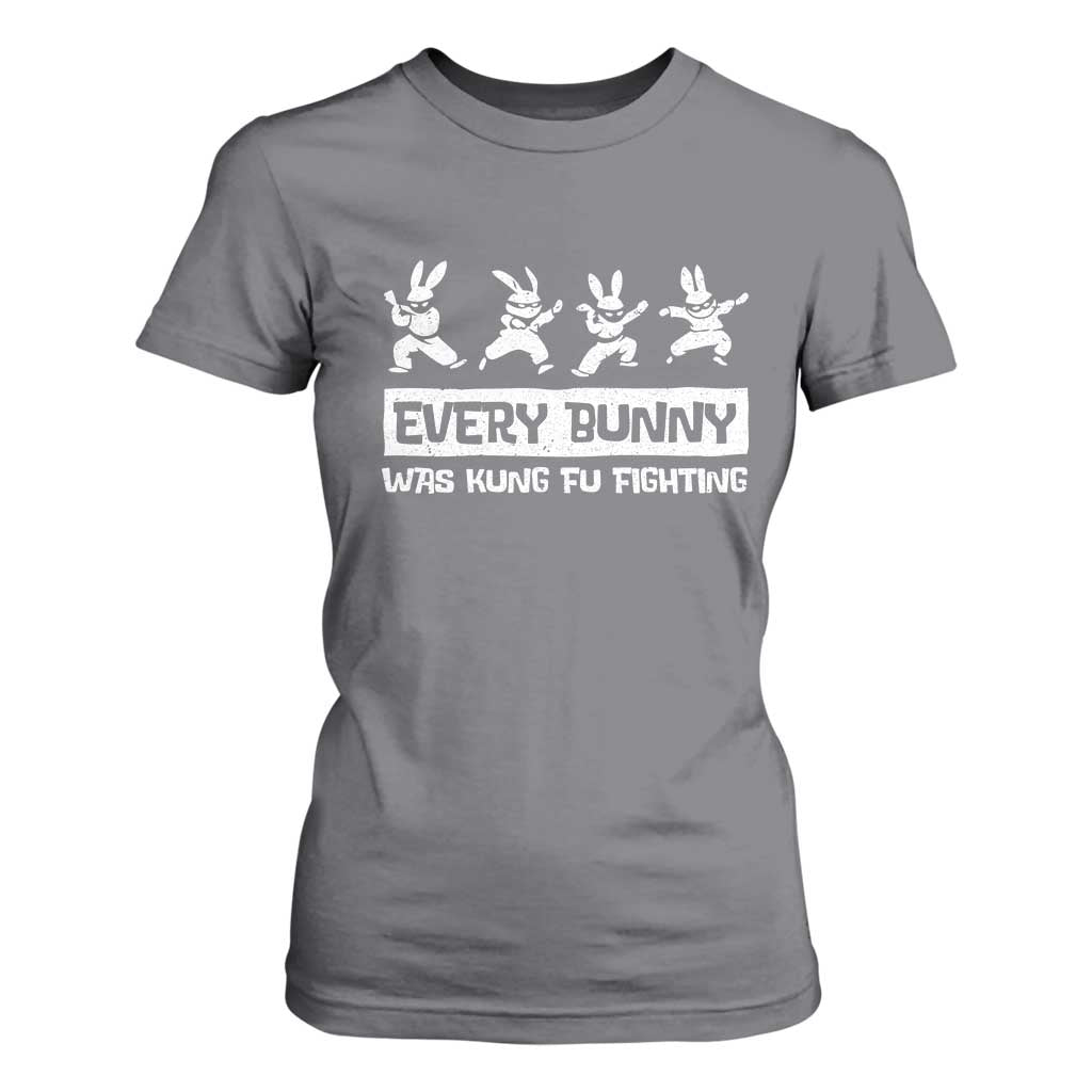 Bunny Kung Fu Fighting T Shirt For Women Funny Easter Vintage Graphic TS10 Charcoal Print Your Wear