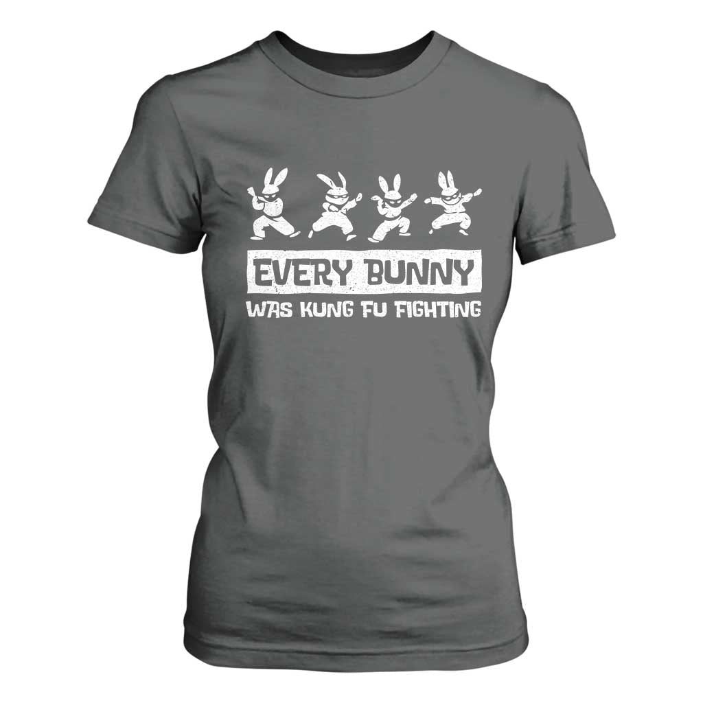 Bunny Kung Fu Fighting T Shirt For Women Funny Easter Vintage Graphic TS10 Dark Heather Print Your Wear