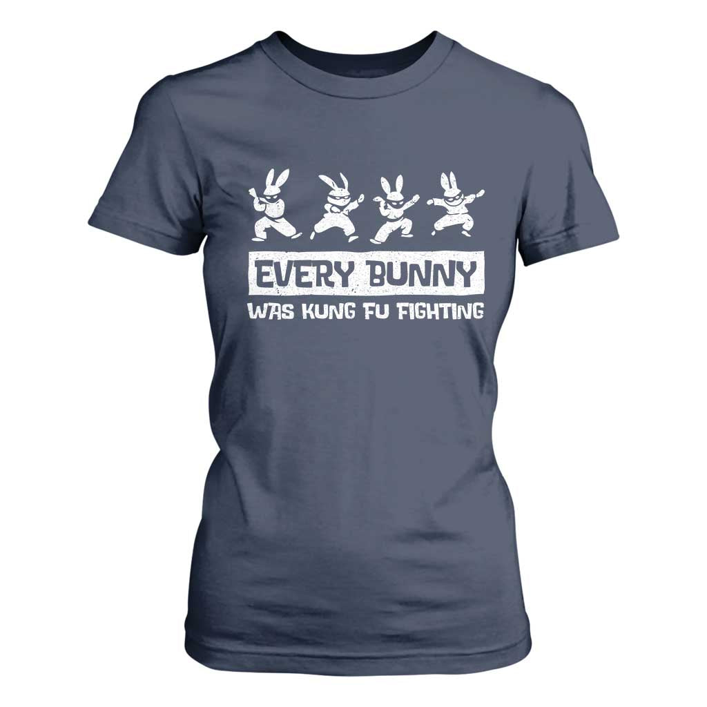 Bunny Kung Fu Fighting T Shirt For Women Funny Easter Vintage Graphic TS10 Navy Print Your Wear