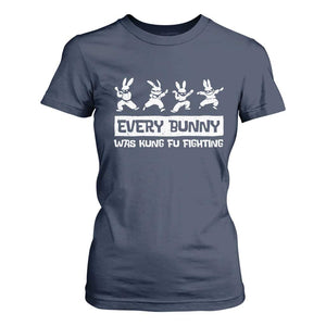 Bunny Kung Fu Fighting T Shirt For Women Funny Easter Vintage Graphic TS10 Navy Print Your Wear