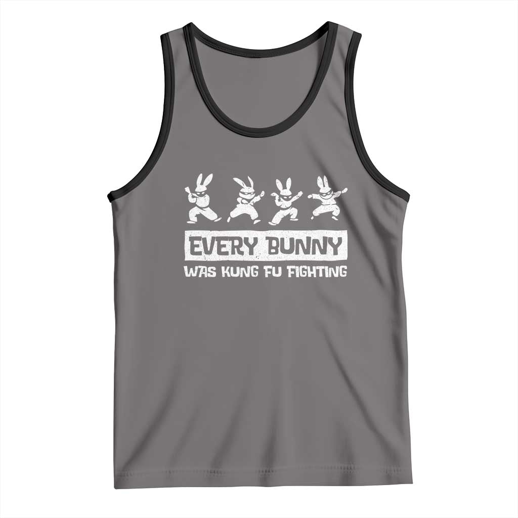 Bunny Kung Fu Fighting Tank Top Funny Easter Vintage Graphic TS10 Deep Heather Black Print Your Wear
