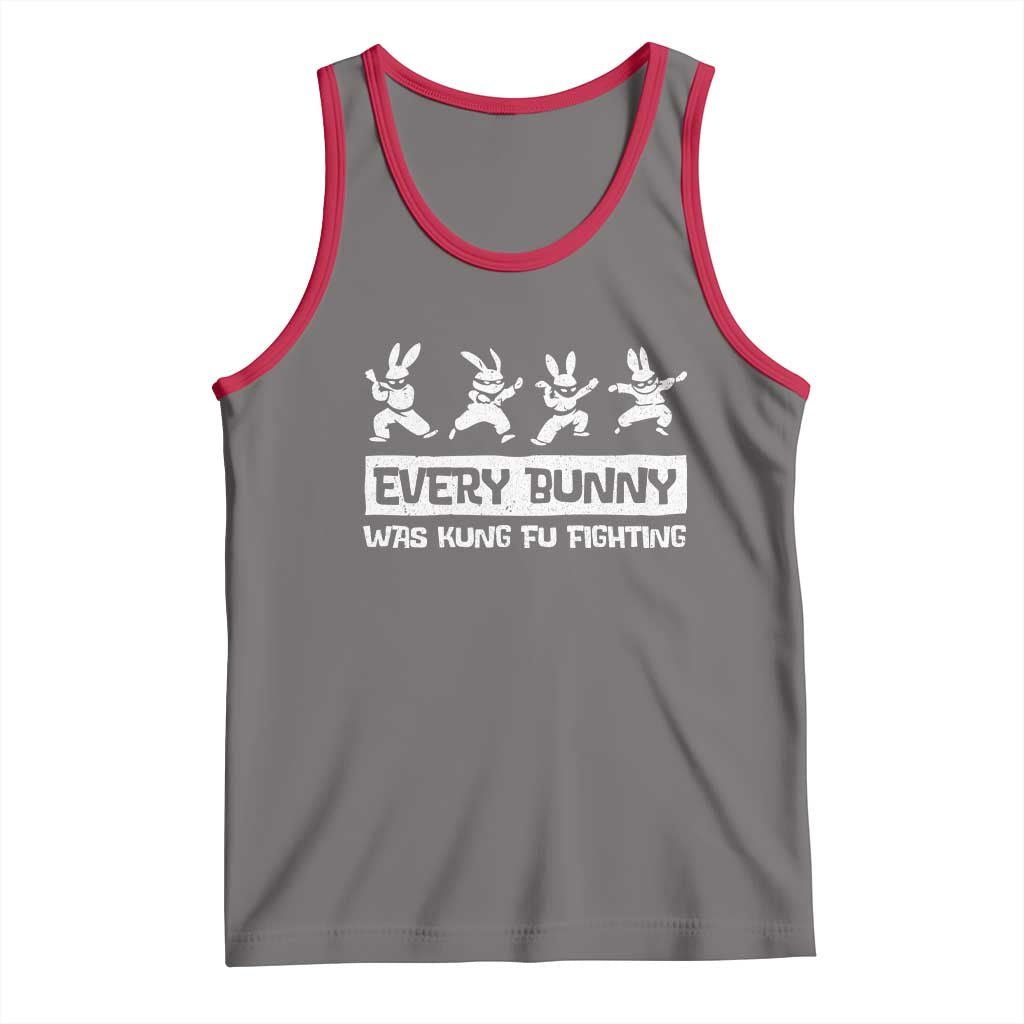 Bunny Kung Fu Fighting Tank Top Funny Easter Vintage Graphic TS10 Deep Heather Red Print Your Wear