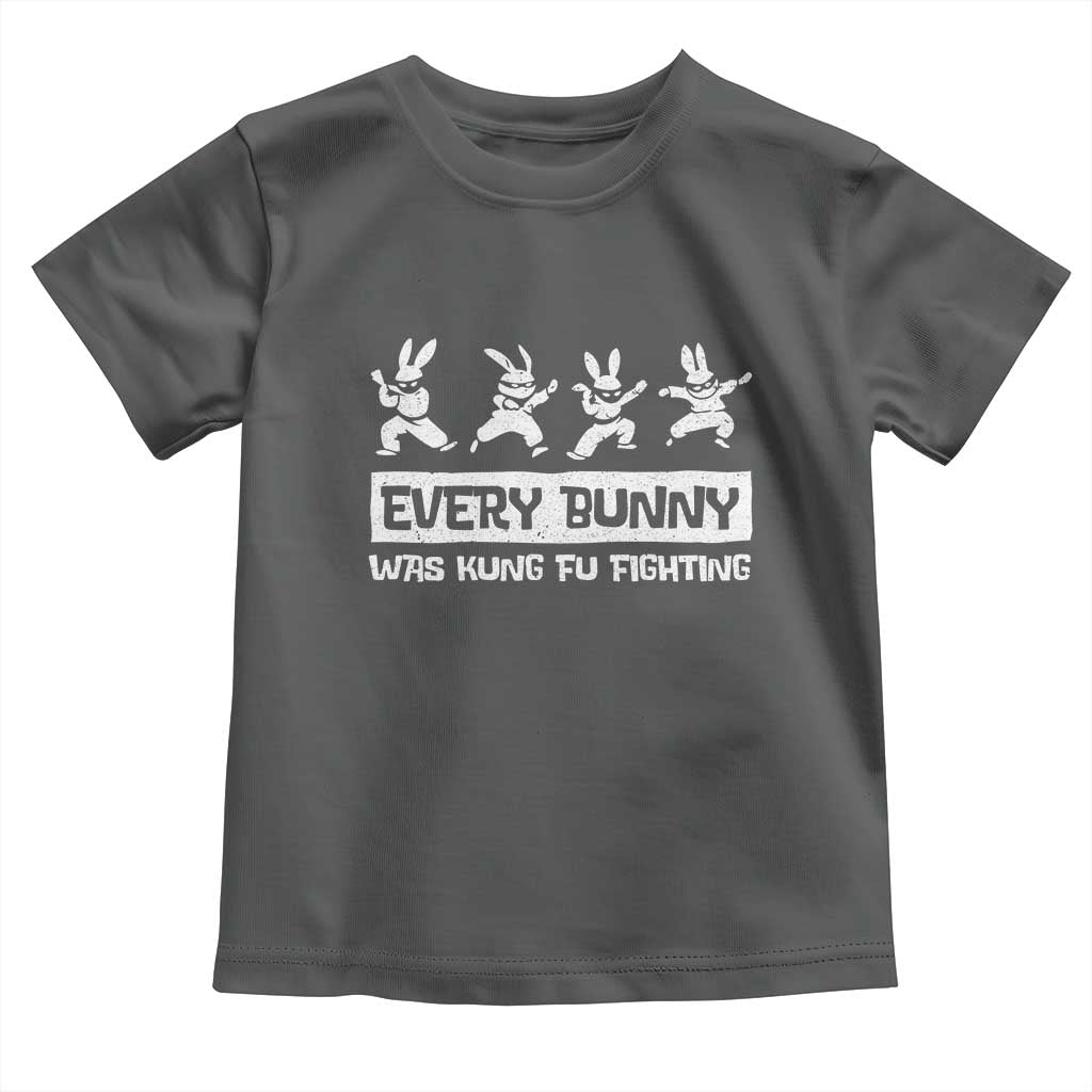 Bunny Kung Fu Fighting Toddler T Shirt Funny Easter Vintage Graphic TS10 Dark Heather Print Your Wear