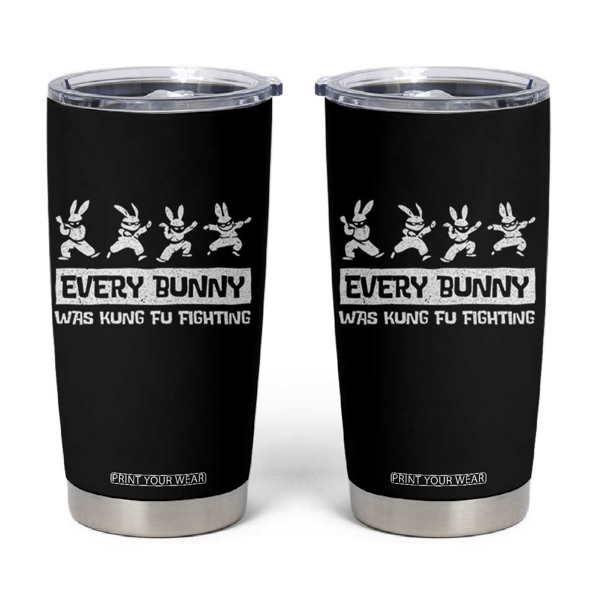 Bunny Kung Fu Fighting Tumbler Cup Funny Easter Vintage Graphic TS10 Black Print Your Wear