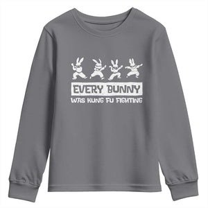 Bunny Kung Fu Fighting Youth Sweatshirt Funny Easter Vintage Graphic TS10 Charcoal Print Your Wear