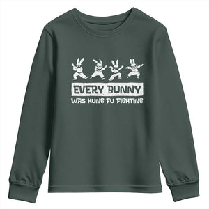 Bunny Kung Fu Fighting Youth Sweatshirt Funny Easter Vintage Graphic TS10 Dark Forest Green Print Your Wear