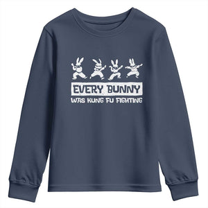 Bunny Kung Fu Fighting Youth Sweatshirt Funny Easter Vintage Graphic TS10 Navy Print Your Wear