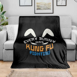 Every Bunny Was Kung Fu Fighting Throw Blanket Funny Easter Vintage Rabbit Face TS10 Print Your Wear