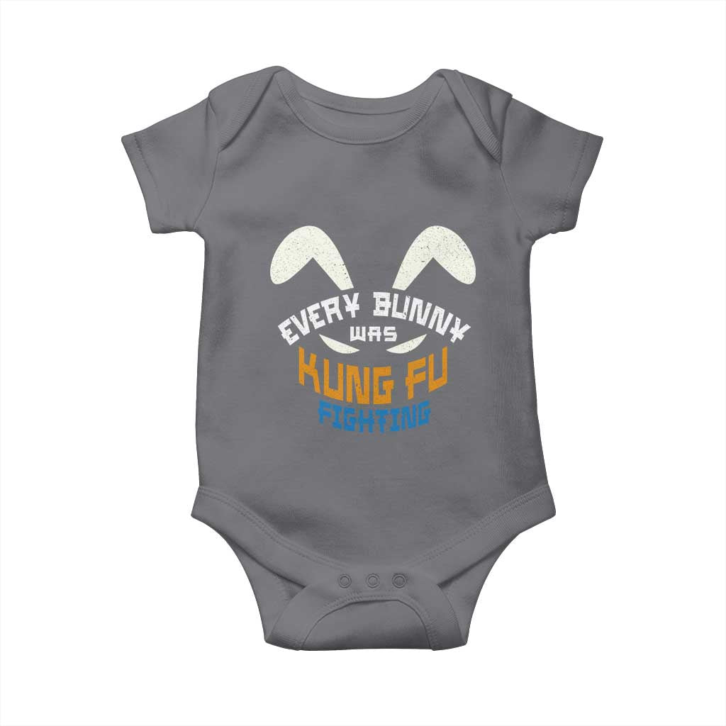 Every Bunny Was Kung Fu Fighting Baby Onesie Funny Easter Vintage Rabbit Face TS10 Charcoal Print Your Wear
