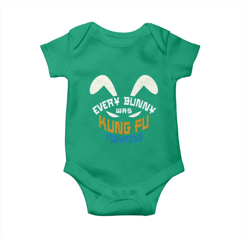 Every Bunny Was Kung Fu Fighting Baby Onesie Funny Easter Vintage Rabbit Face TS10 Irish Green Print Your Wear
