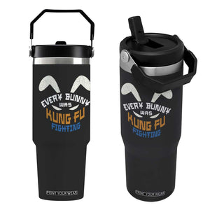 Every Bunny Was Kung Fu Fighting Flip Straw Tumbler Funny Easter Vintage Rabbit Face TS10 One Size: 30 oz Black Print Your Wear