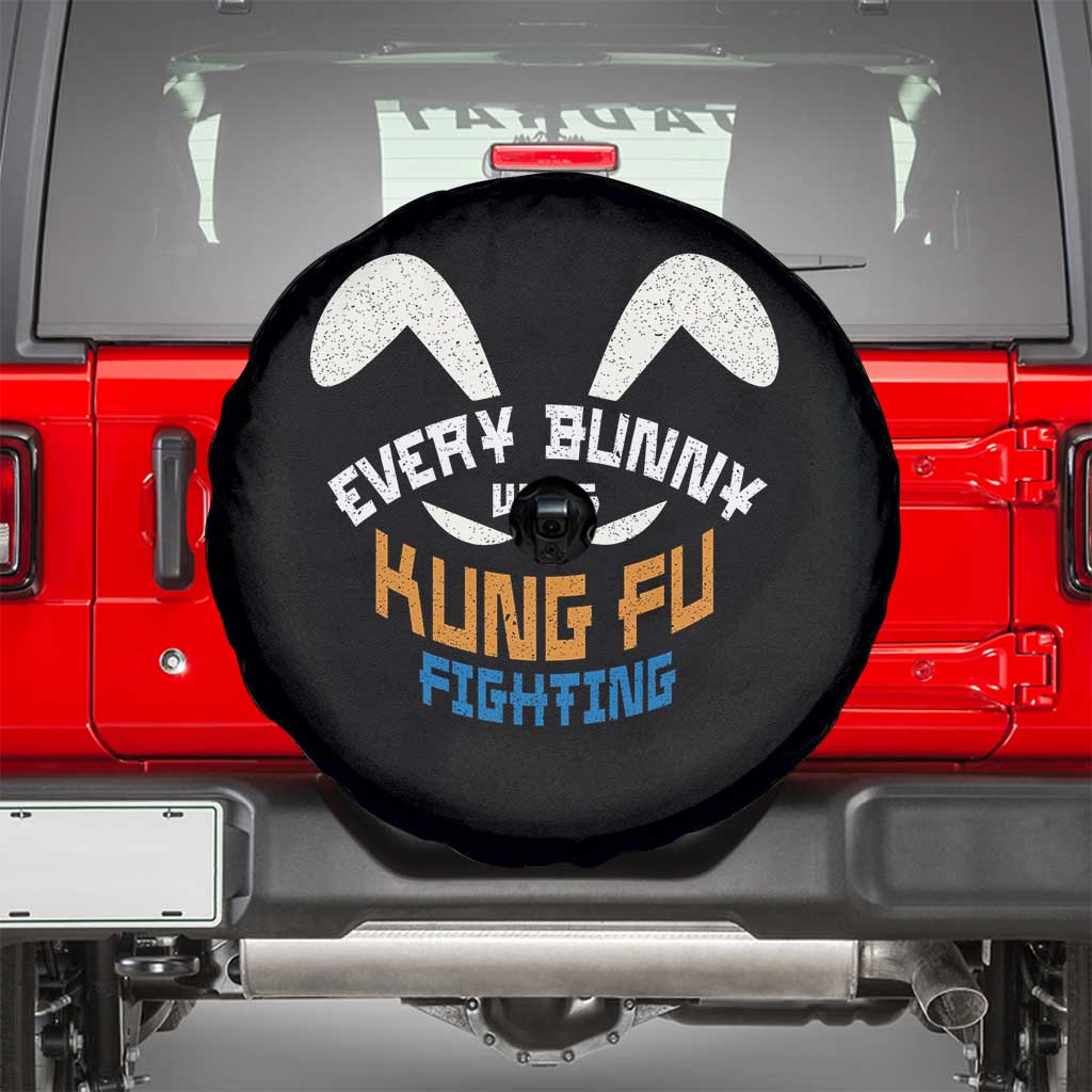 Every Bunny Was Kung Fu Fighting Spare Tire Cover Funny Easter Vintage Rabbit Face TS10 Black Print Your Wear