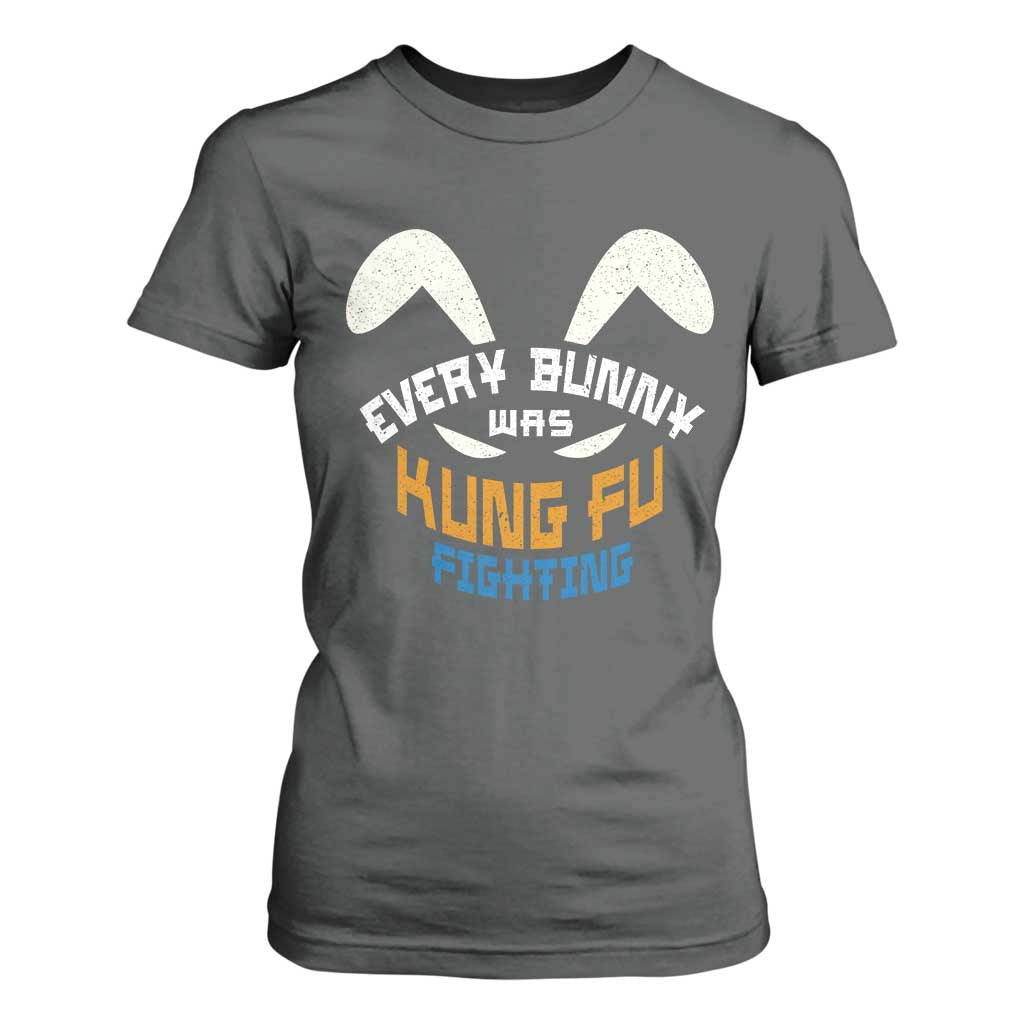Every Bunny Was Kung Fu Fighting T Shirt For Women Funny Easter Vintage Rabbit Face TS10 Dark Heather Print Your Wear