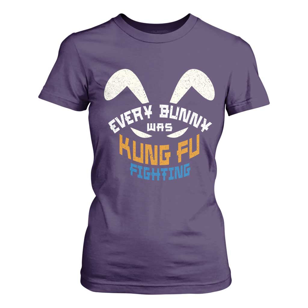 Every Bunny Was Kung Fu Fighting T Shirt For Women Funny Easter Vintage Rabbit Face TS10 Purple Print Your Wear