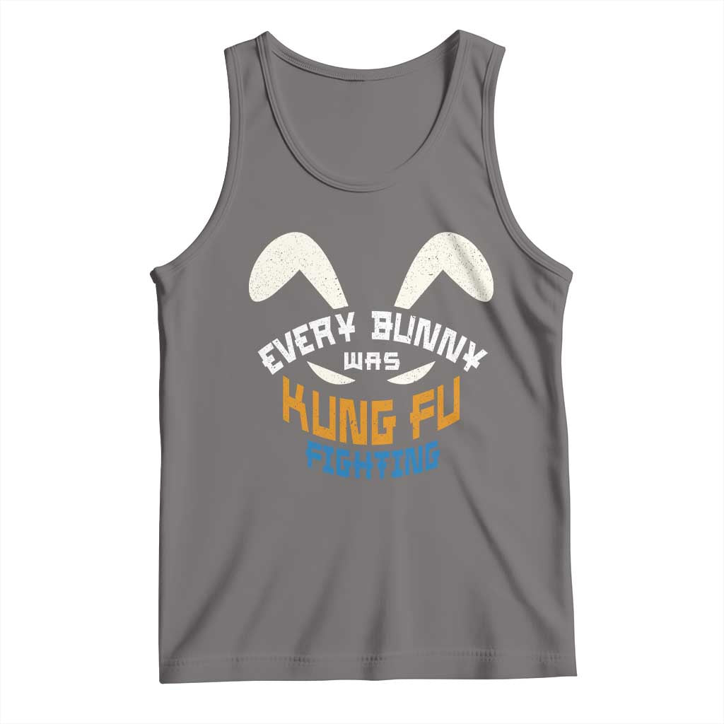 Every Bunny Was Kung Fu Fighting Tank Top Funny Easter Vintage Rabbit Face TS10 Deep Heather Print Your Wear