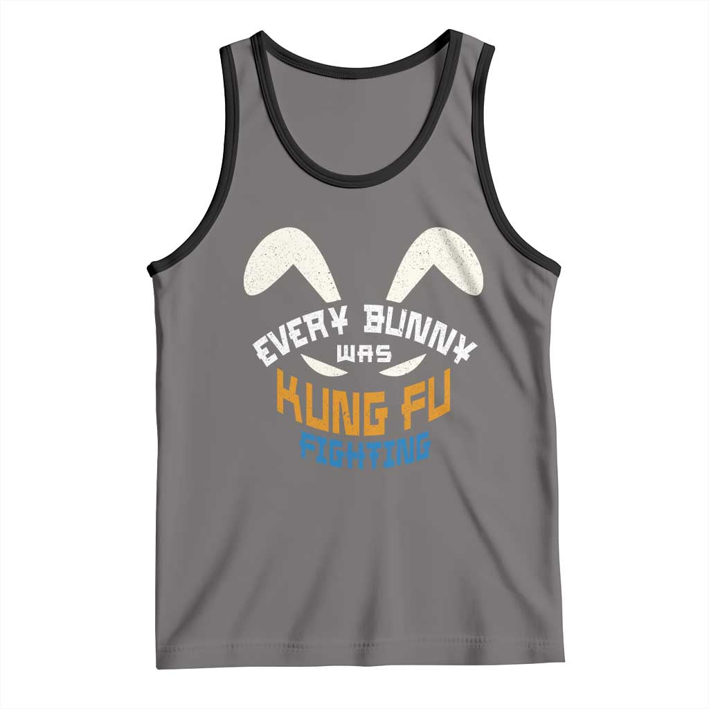 Every Bunny Was Kung Fu Fighting Tank Top Funny Easter Vintage Rabbit Face TS10 Deep Heather Black Print Your Wear