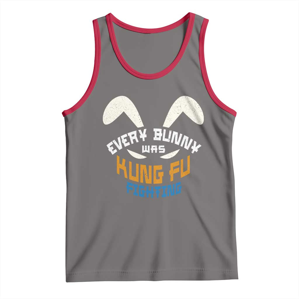 Every Bunny Was Kung Fu Fighting Tank Top Funny Easter Vintage Rabbit Face TS10 Deep Heather Red Print Your Wear