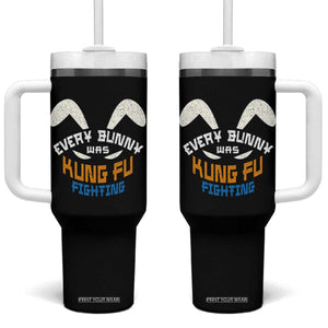 Every Bunny Was Kung Fu Fighting Tumbler With Handle Funny Easter Vintage Rabbit Face TS10 One Size: 40 oz Black Print Your Wear