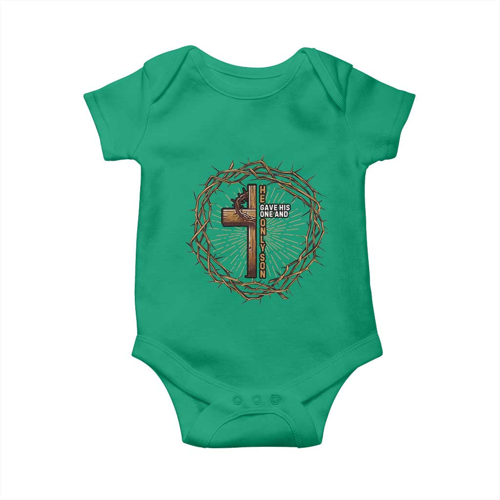 Christian Cross Baby Onesie Bible John 3:16 Jesus He Gave His Only Son Jesus Christian TS10 Irish Green Print Your Wear