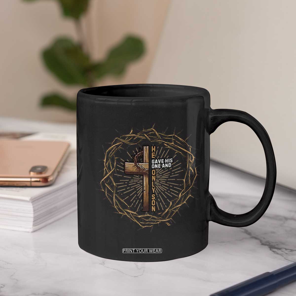 Christian Cross Coffee Mug Bible John 3:16 Jesus He Gave His Only Son Jesus Christian TS10 Print Your Wear