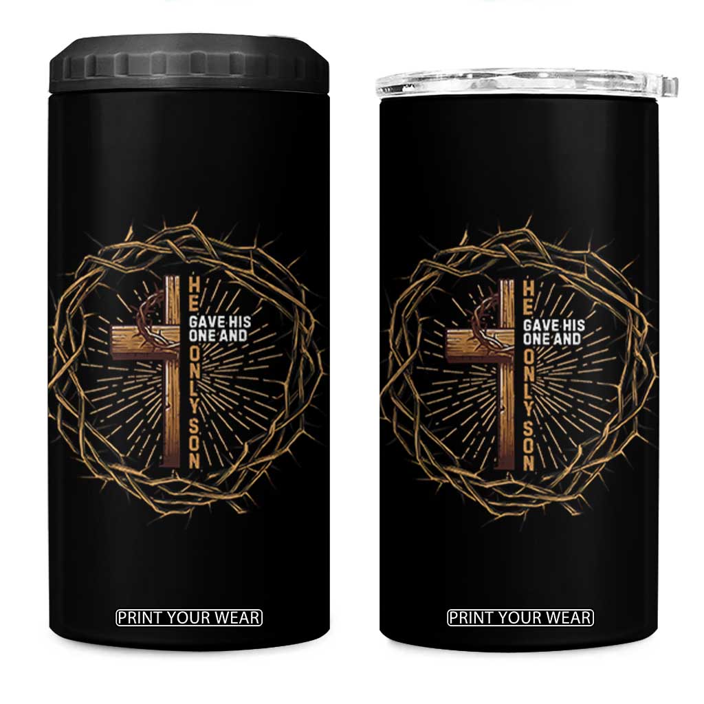Christian Cross 4 in 1 Can Cooler Tumbler Bible John 3:16 Jesus He Gave His Only Son Jesus Christian TS10 One Size: 16 oz Black Print Your Wear