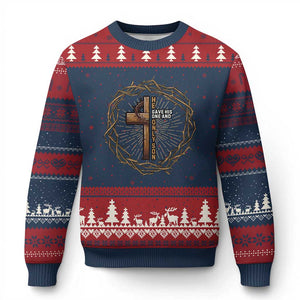 Christian Cross Ugly Christmas Sweater Bible John 3:16 Jesus He Gave His Only Son Jesus Christian TS10 Navy Red Print Your Wear