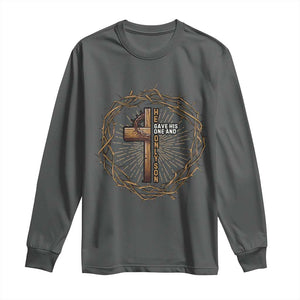 Christian Cross Long Sleeve Shirt Bible John 3:16 Jesus He Gave His Only Son Jesus Christian TS10 Dark Heather Print Your Wear