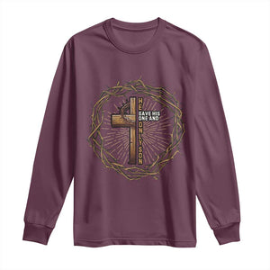 Christian Cross Long Sleeve Shirt Bible John 3:16 Jesus He Gave His Only Son Jesus Christian TS10 Maroon Print Your Wear