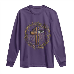 Christian Cross Long Sleeve Shirt Bible John 3:16 Jesus He Gave His Only Son Jesus Christian TS10 Purple Print Your Wear