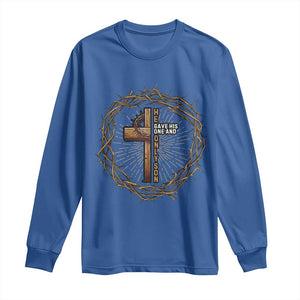 Christian Cross Long Sleeve Shirt Bible John 3:16 Jesus He Gave His Only Son Jesus Christian TS10 Royal Blue Print Your Wear
