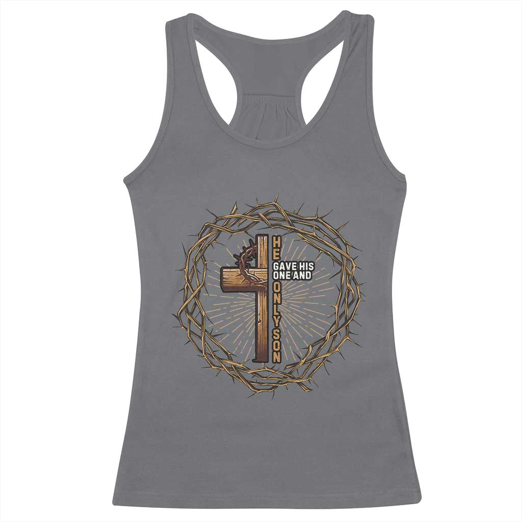 Christian Cross Racerback Tank Top Bible John 3:16 Jesus He Gave His Only Son Jesus Christian TS10 Charcoal Print Your Wear