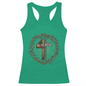 Christian Cross Racerback Tank Top Bible John 3:16 Jesus He Gave His Only Son Jesus Christian TS10 Irish Green Print Your Wear
