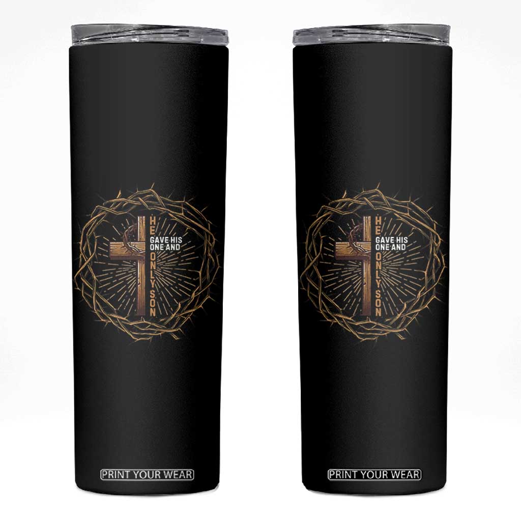 Christian Cross Skinny Tumbler Bible John 3:16 Jesus He Gave His Only Son Jesus Christian TS10 Black Print Your Wear
