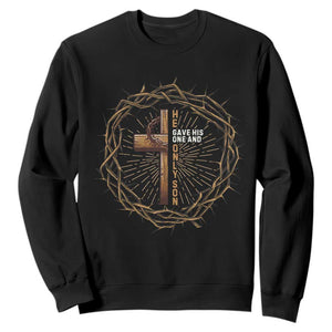Christian Cross Sweatshirt Bible John 3:16 Jesus He Gave His Only Son Jesus Christian TS10 Black Print Your Wear