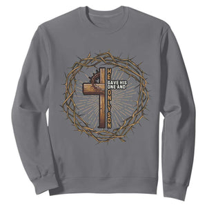 Christian Cross Sweatshirt Bible John 3:16 Jesus He Gave His Only Son Jesus Christian TS10 Charcoal Print Your Wear
