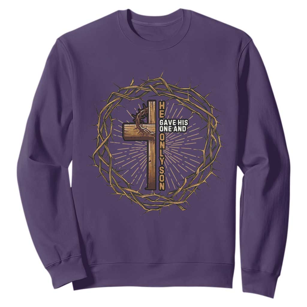 Christian Cross Sweatshirt Bible John 3:16 Jesus He Gave His Only Son Jesus Christian TS10 Purple Print Your Wear