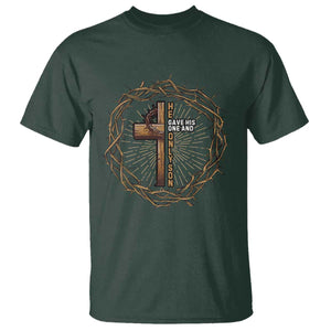 Christian Cross T Shirt Bible John 3:16 Jesus He Gave His Only Son Jesus Christian TS10 Dark Forest Green Print Your Wear