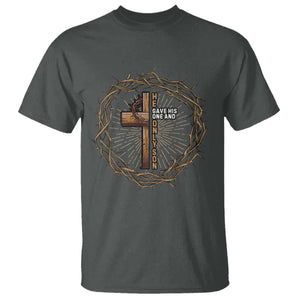 Christian Cross T Shirt Bible John 3:16 Jesus He Gave His Only Son Jesus Christian TS10 Dark Heather Print Your Wear