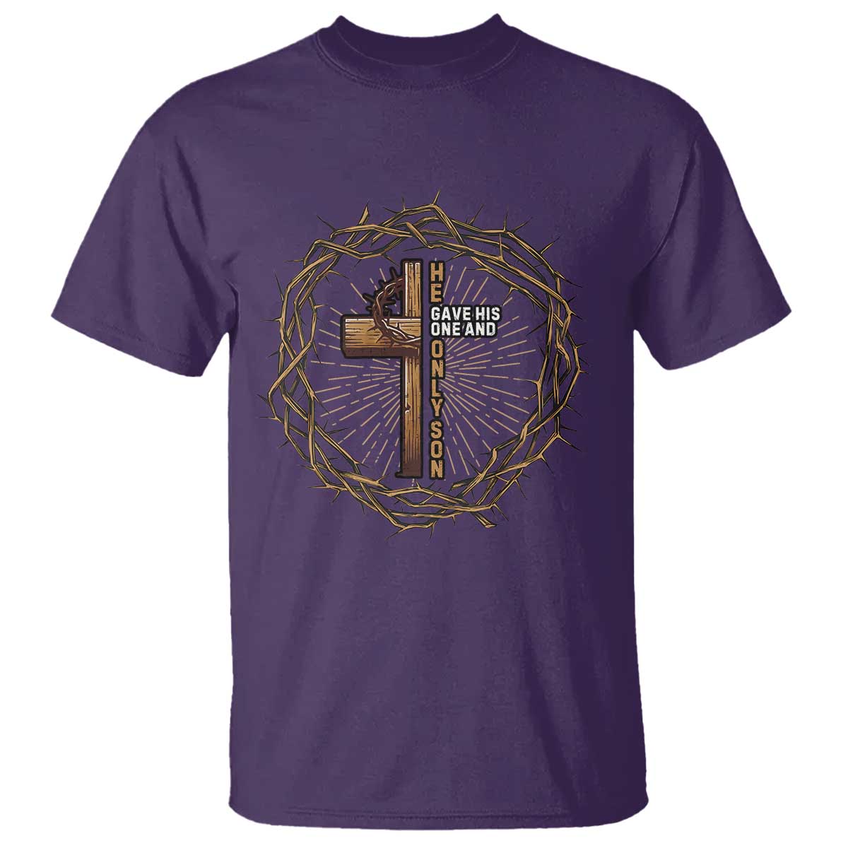 Christian Cross T Shirt Bible John 3:16 Jesus He Gave His Only Son Jesus Christian TS10 Purple Print Your Wear