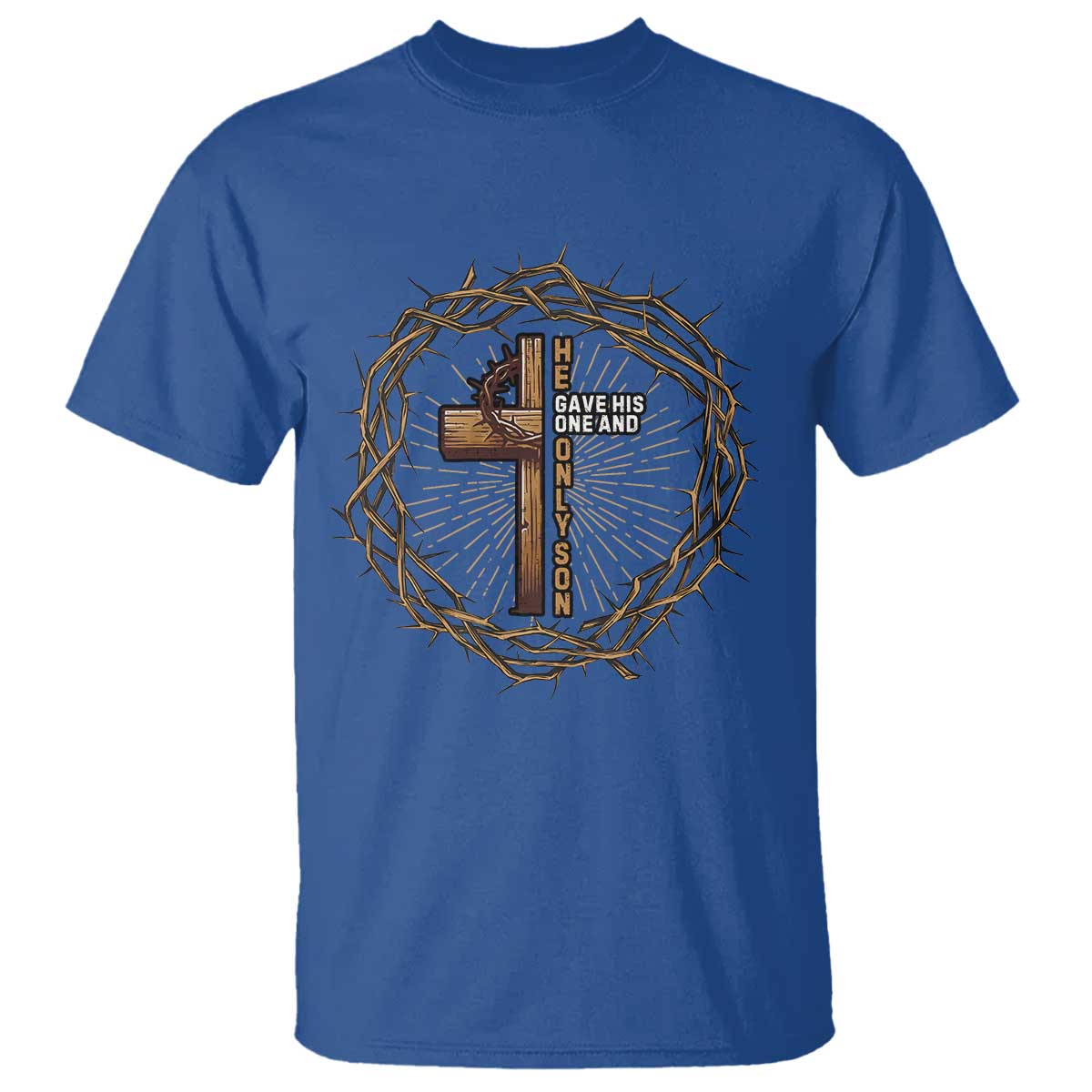 Christian Cross T Shirt Bible John 3:16 Jesus He Gave His Only Son Jesus Christian TS10 Royal Blue Print Your Wear