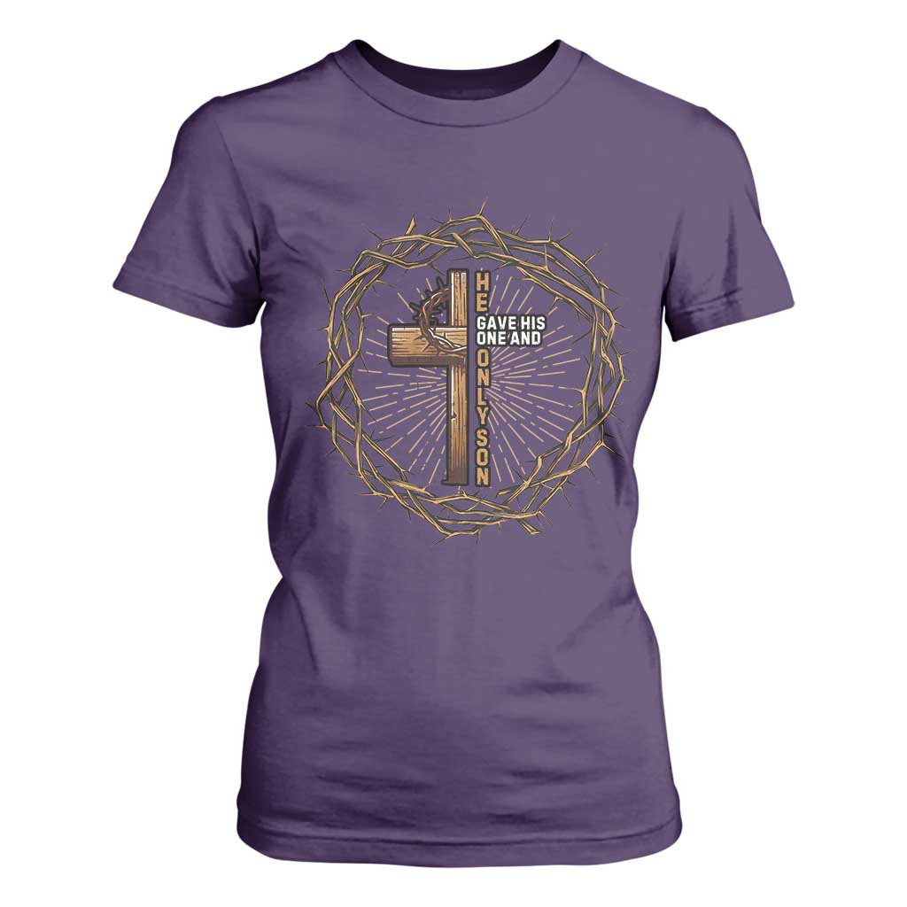 Christian Cross T Shirt For Women Bible John 3:16 Jesus He Gave His Only Son Jesus Christian TS10 Purple Print Your Wear