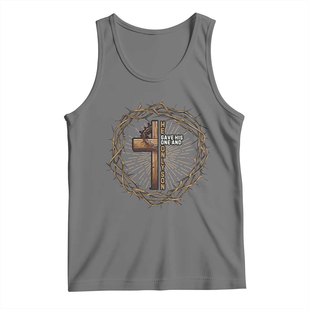 Christian Cross Tank Top Bible John 3:16 Jesus He Gave His Only Son Jesus Christian TS10 Black Heather Print Your Wear