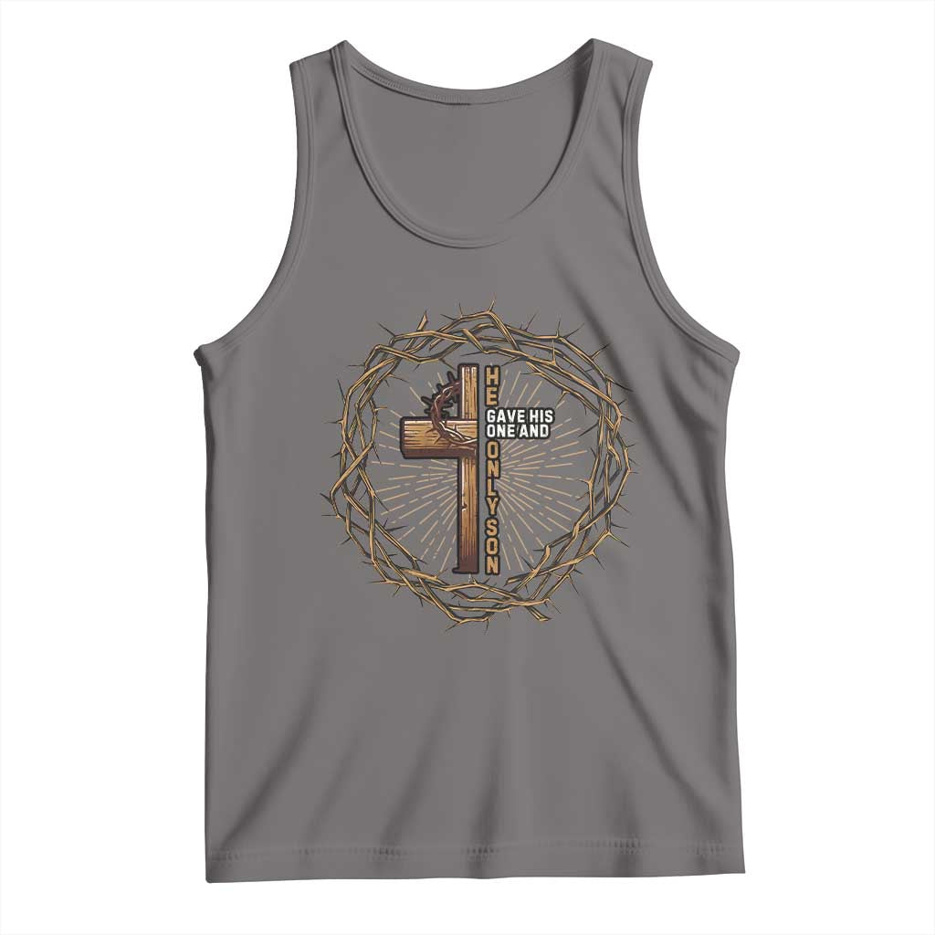 Christian Cross Tank Top Bible John 3:16 Jesus He Gave His Only Son Jesus Christian TS10 Deep Heather Print Your Wear
