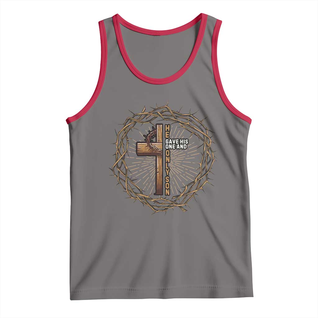 Christian Cross Tank Top Bible John 3:16 Jesus He Gave His Only Son Jesus Christian TS10 Deep Heather Red Print Your Wear