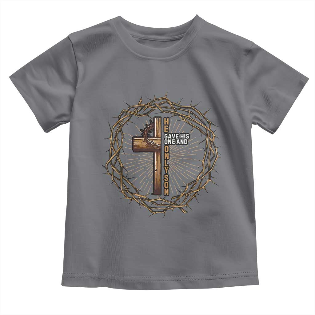 Christian Cross Toddler T Shirt Bible John 3:16 Jesus He Gave His Only Son Jesus Christian TS10 Charcoal Print Your Wear