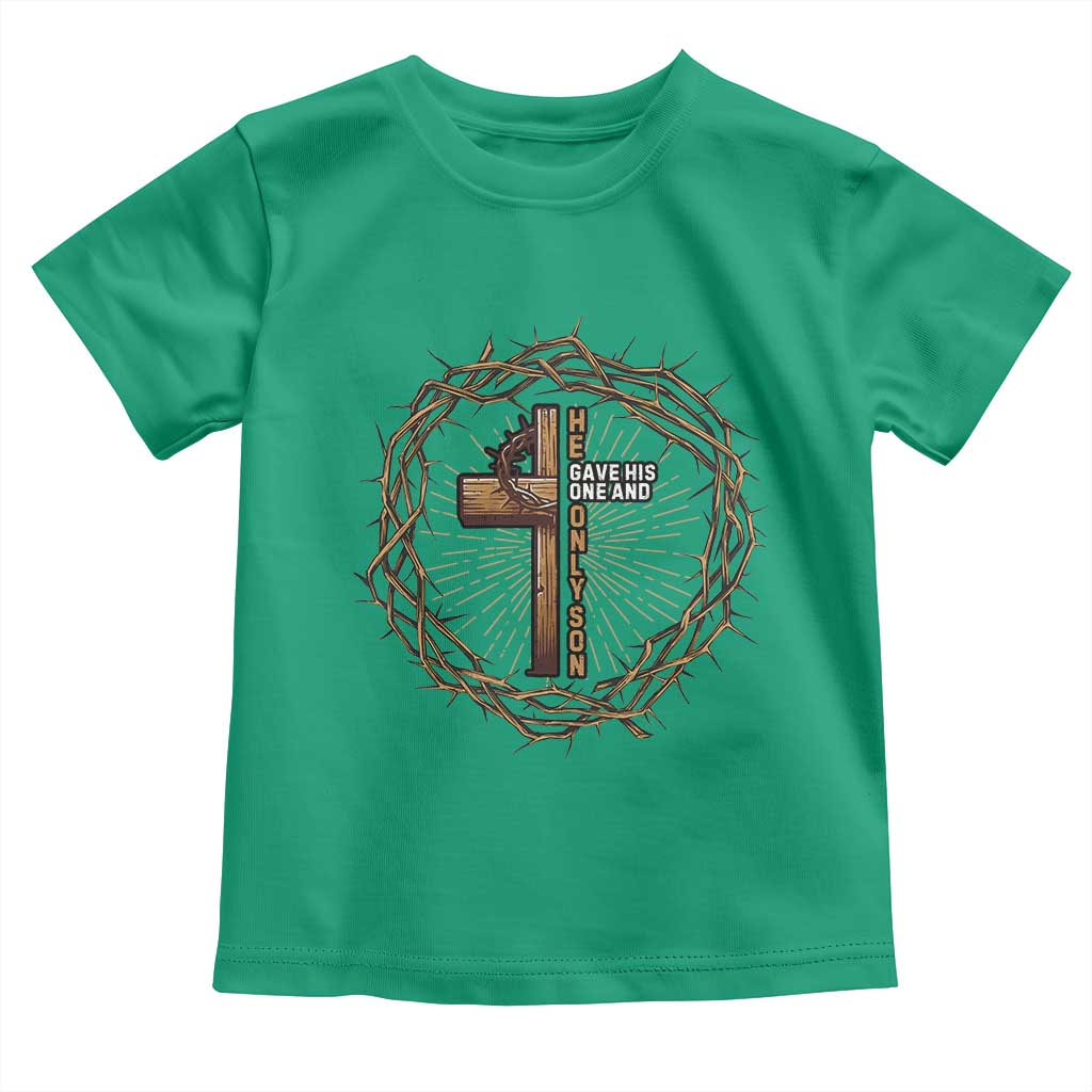 Christian Cross Toddler T Shirt Bible John 3:16 Jesus He Gave His Only Son Jesus Christian TS10 Irish Green Print Your Wear