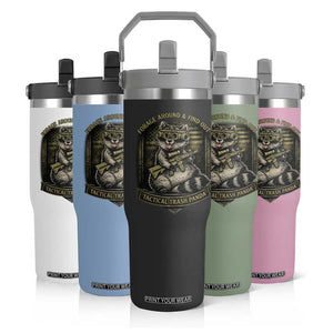Tactical Trash Panda Flip Straw Tumbler Funny Raccoon Military Graphic Patriotic Veteran TS10 Print Your Wear